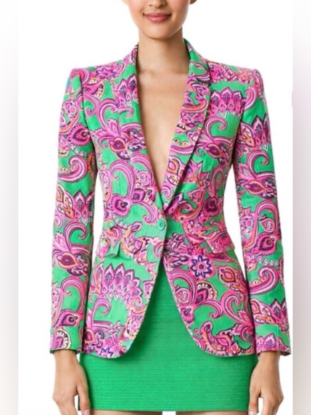 Alice + Olivia MACEY CUFFED SHAWL COLLAR BLAZER - Picture 2 of 11